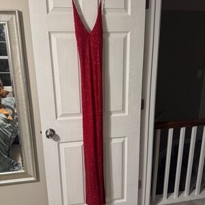 Red Glittery Maxi Dress